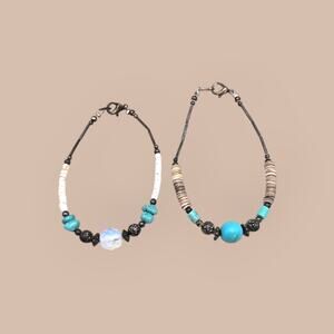 Turquoise & Moonstone Boho Beaded Bracelet Set